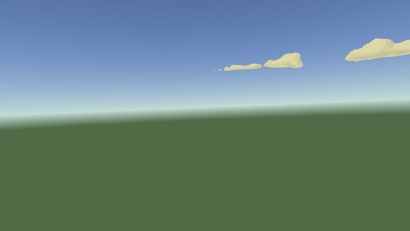 An empty grassy world under a blue sky